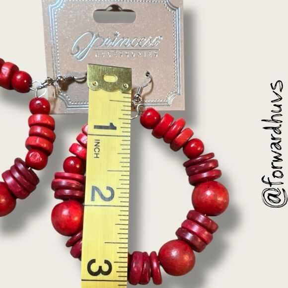 Bundle Sale 3 for $15 | Princess Accessories Red Hoop Earrings - Picture 5 of 7